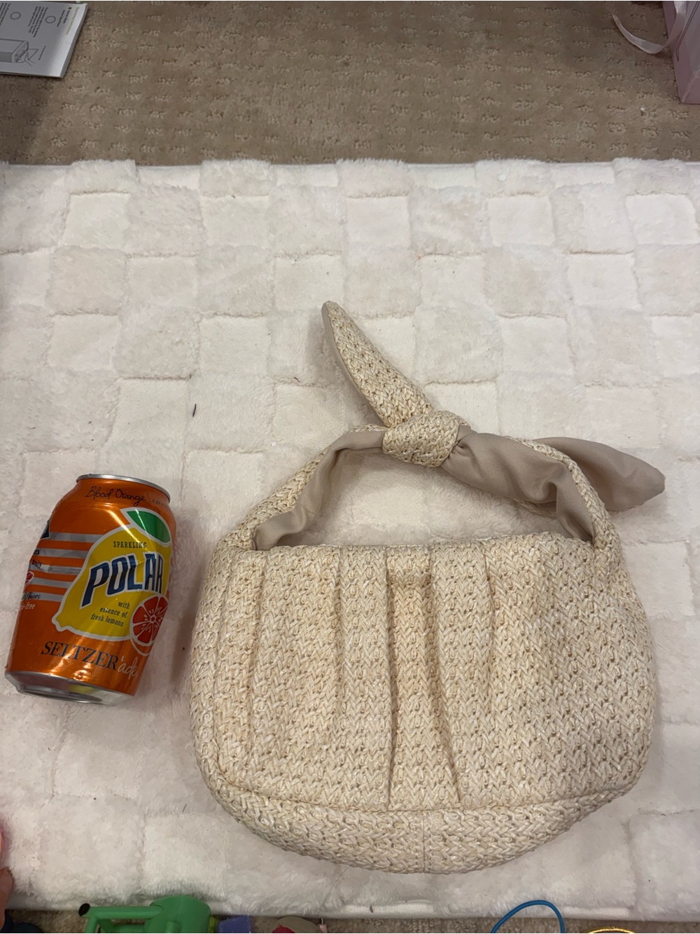 Lulu's Cream Woven Tote with Fabric-Trim Interior